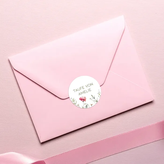24er Set personalisierte Aufkleber für Einladungen zu Hochzeit oder Geburtstag Blumen-Motiv