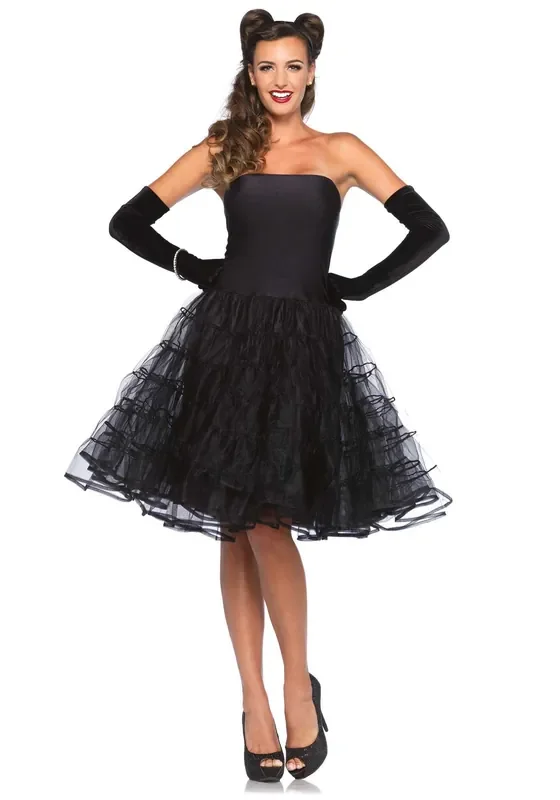 50er Jahre Rockabilly Kleid Mit Tulle Tutu Schwarz Damen