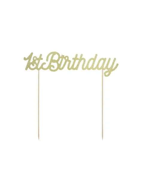 „1st Birthday“ Tortendekoration gold – Pink 1st Birthday