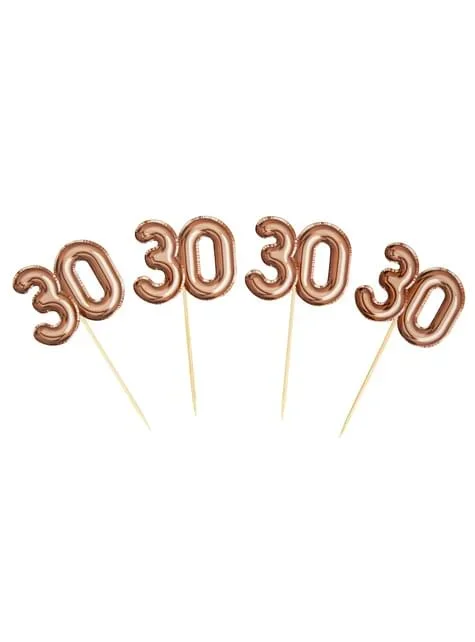 „30“ Deko-Sticks Set 20-teilig in Rose Gold – Glitz & Glamour Pink & Rose Gold