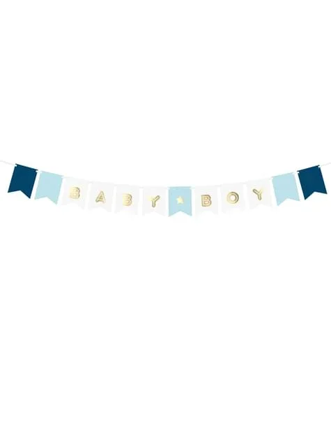 „Baby Boy“ Fähnchen-Girlande blau