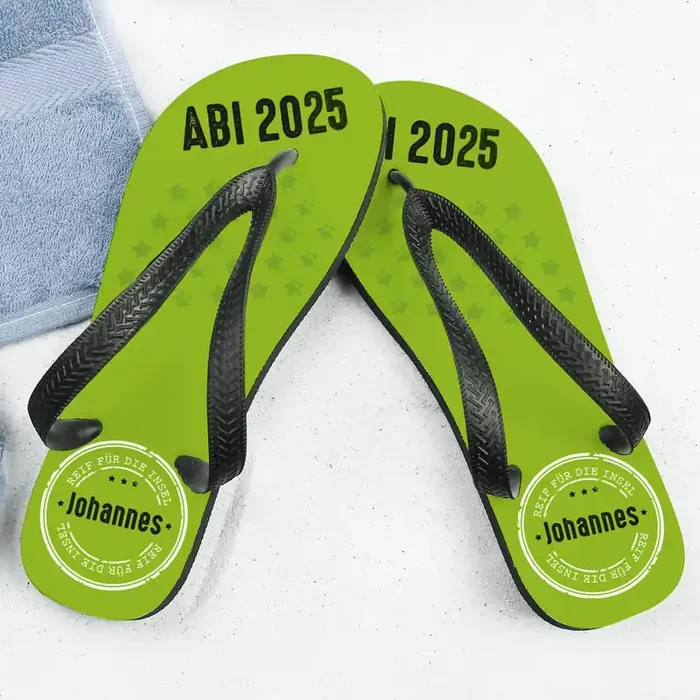 Abi 2025 – Sandalen mit Name – Reif für die Insel