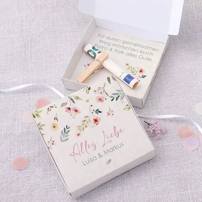 Alles Liebe – Geschenkbox für Geld & Gutscheine – mit Name und Wunschtext