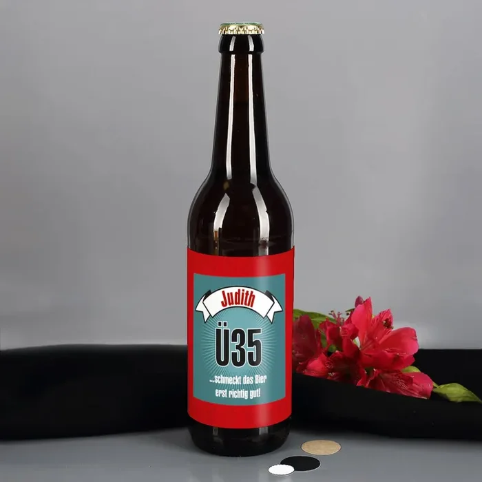 Bieraufkleber zum Geburtstag mit Wunschname und Alter