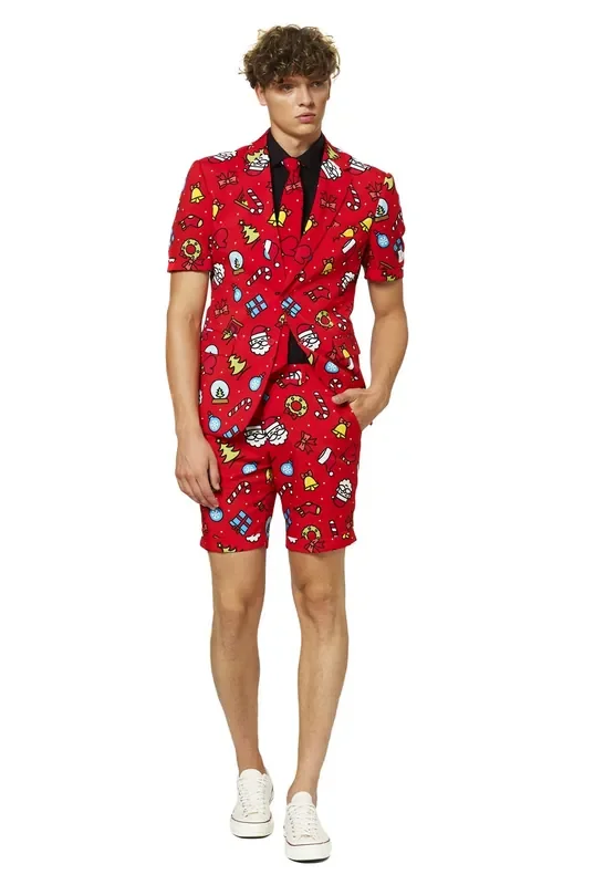 Charakteristische Rote Weihnachtsmotive Sommer Herrenkostüm