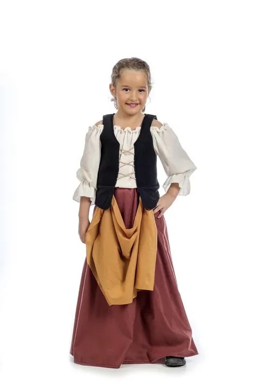 Chic Mittelalter Der Landwirte Flandern Kostüm für Mädchen