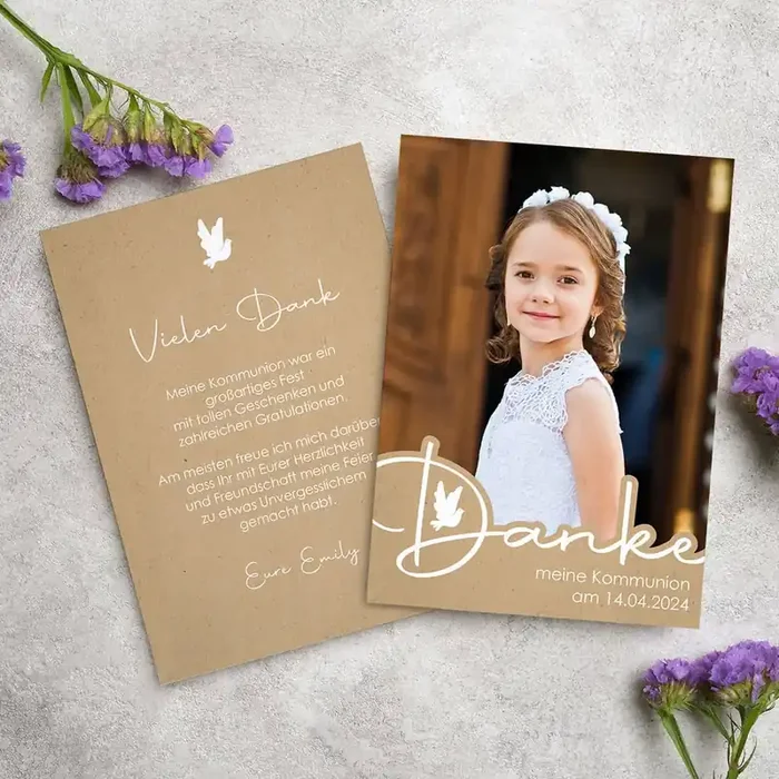Danke – Fotokarte als Danksagung zur Kommunion, Konfirmation oder Taufe