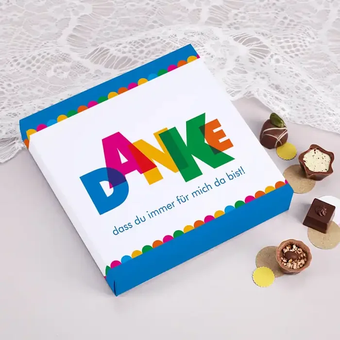 Danke – Pralinen von Lindt mit Ihrem Wunschtext, 100 g