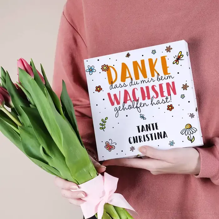 Danke dass du mir beim Wachsen geholfen hast – Lindt Pralinen mit Name