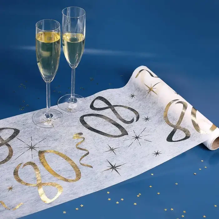 Deko Tischläufer aus Vlies zum 80. Geburtstag – gold