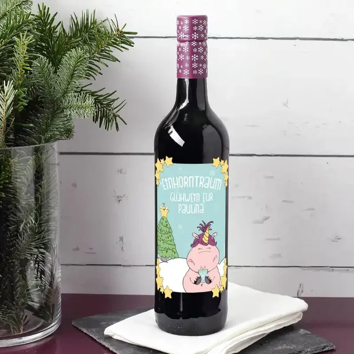 Einhorntraum – Glühwein mit Knuddelhorn und Ihrem Namen