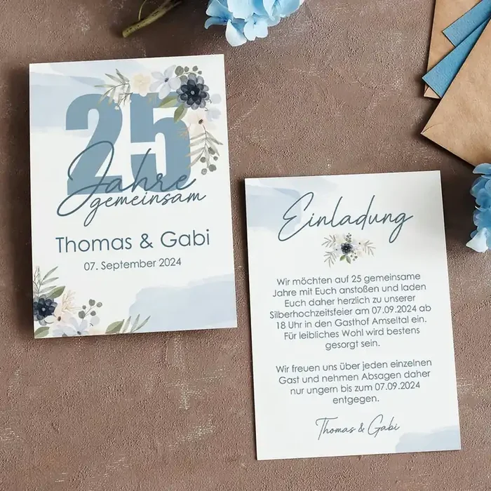 Einladungskarte zur Silberhochzeit- 25 Jahre gemeinsam
