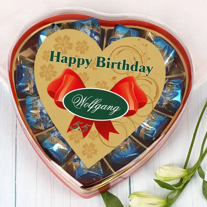 Geburtstags – Pralinen mit großer Schleife und Name