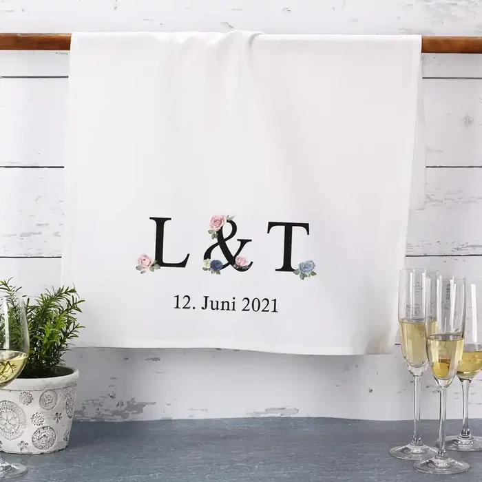 Geschirrtuch zur Hochzeit mit Vintage Rosen