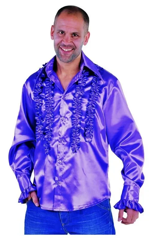 Getailleerde Ruches Blouse Stiekem Dansen Paars Man