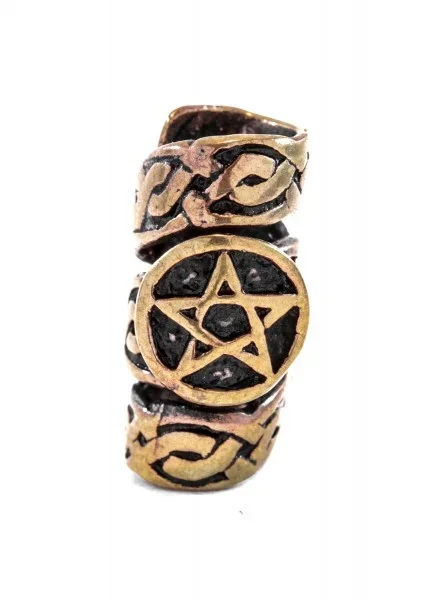 Große Bartperle und Haarperle mit Pentagramm aus Bronze