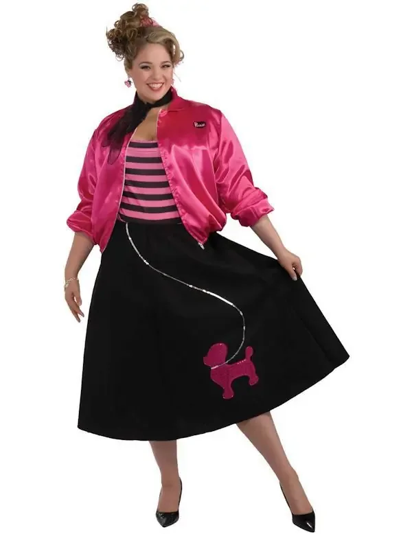 Jaren 50 Roze Poedel Dame (Grote Maat) Vrouw Kostuum