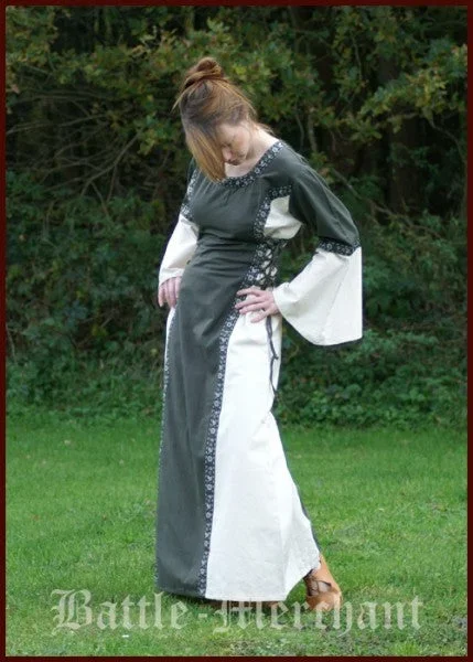 Mittelalter Kleid – Martha, grün/natur