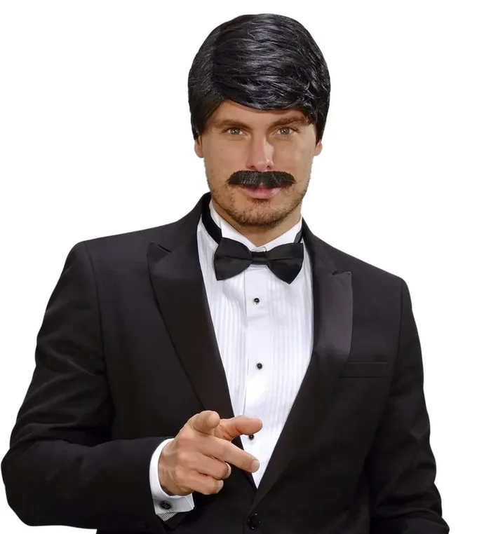 Perücken Playjunge Mit Schnurrbart Schwarz