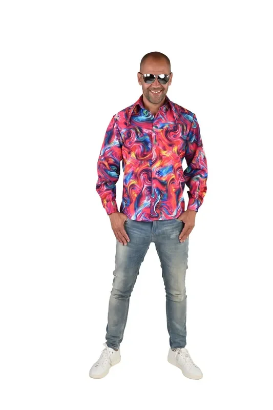 Psychedelisches Wirbelhemd Rosa Herren