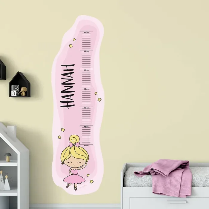 Selbstklebende Messlatte – Ballerina – mit Namensaufdruck