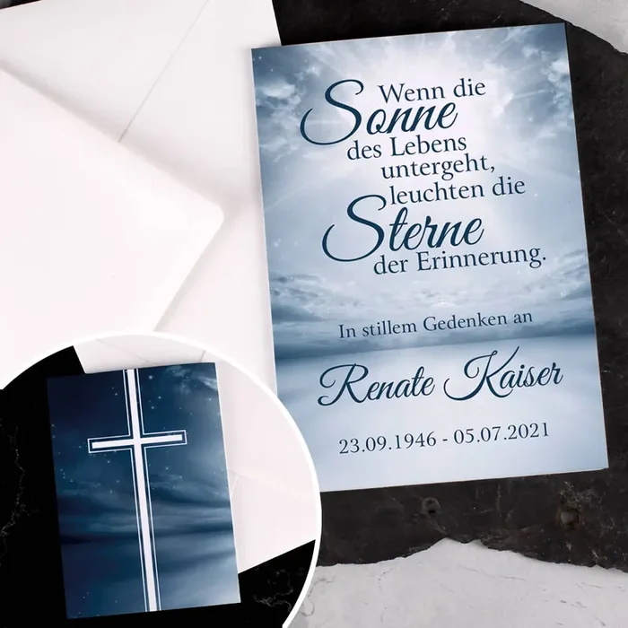 Trauerkarte – Wenn die Sonne des Lebens untergeht