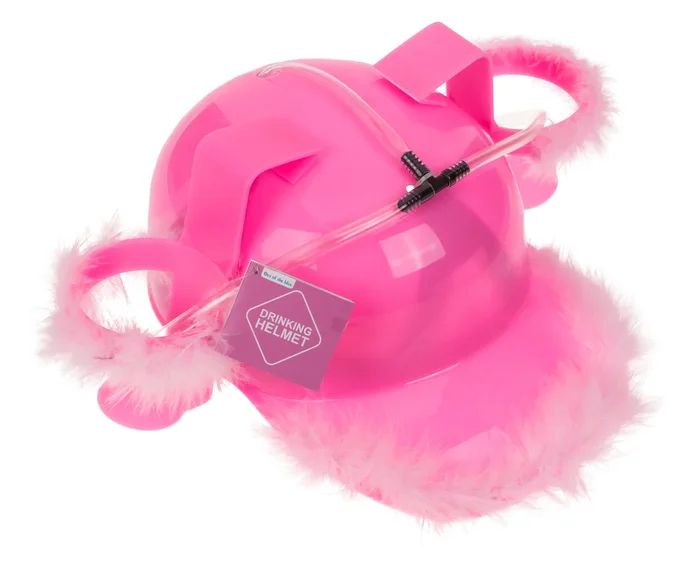 Trinkhelm mit Federn | Pink