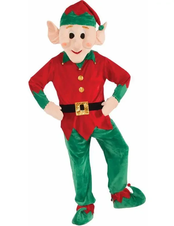 Volwassen Mascotte Elf Van De Kerstman Kostuum
