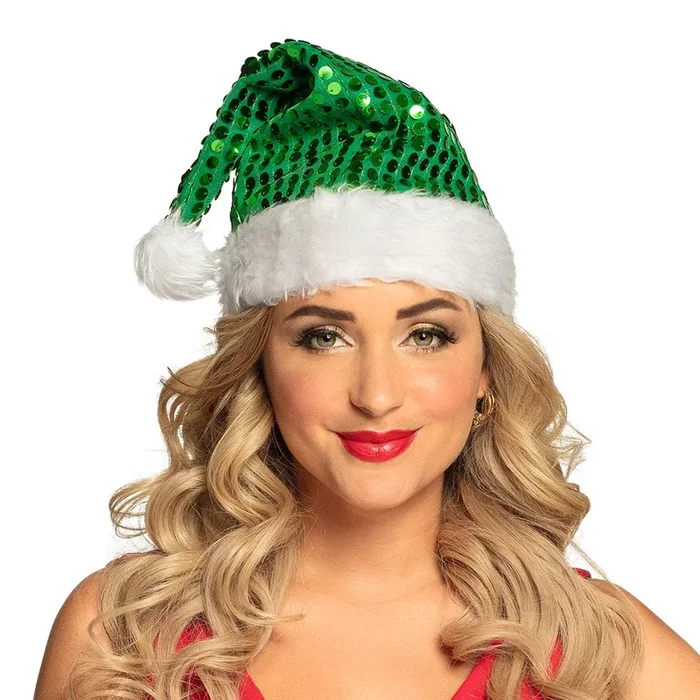 Weihnachtsmütze Pailletten | Grün