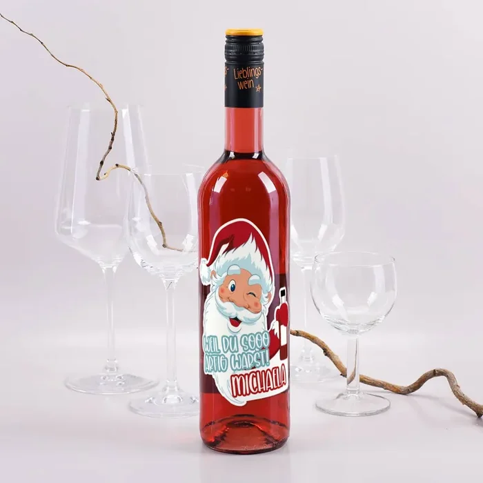 Weil du sooo artig warst! – Weinflasche zu Weihnachten mit Namensaufdruck