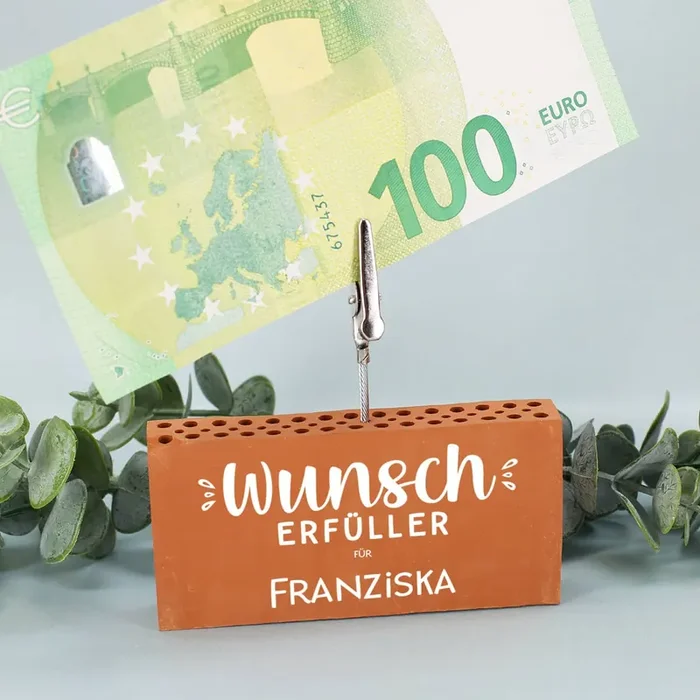 Wunscherfüller – Ziegelstein Geldclip als Geldgeschenk