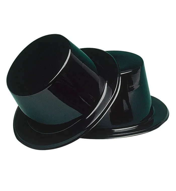 Zwarte Hoge Hoed Fred Plastic