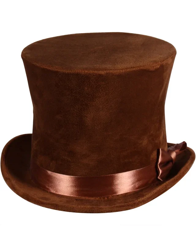 Zylinder Flair Velour mit Satinband 60 cm | Braun
