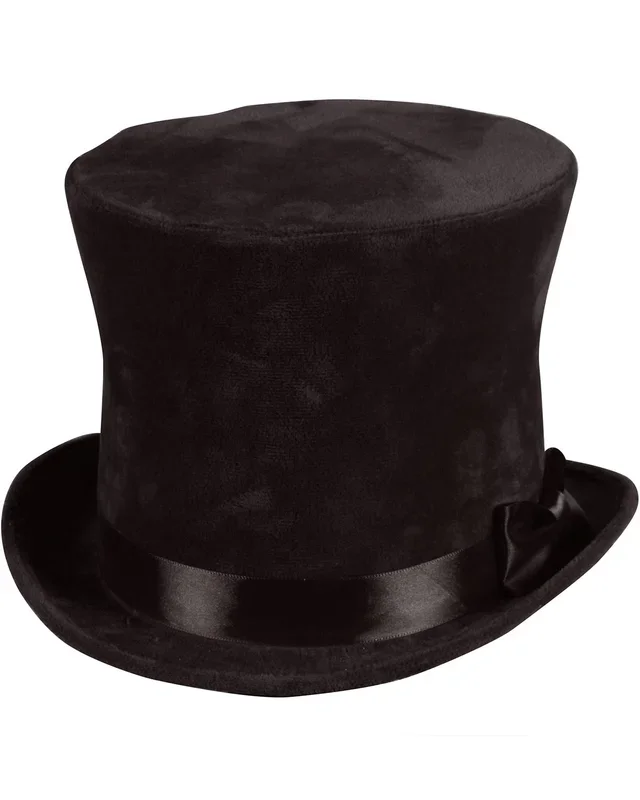 Zylinder Flair Velour mit Satinband 60 cm | Schwarz