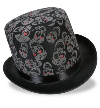 Zylinder Totenkopf in Schwarz für Erwachsene Zombiehut Halloween Accessoire